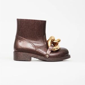 JW ANDERSON Chunky Chain-detail Glitter Rubber Ankle Boots In Bronze Women’s 36